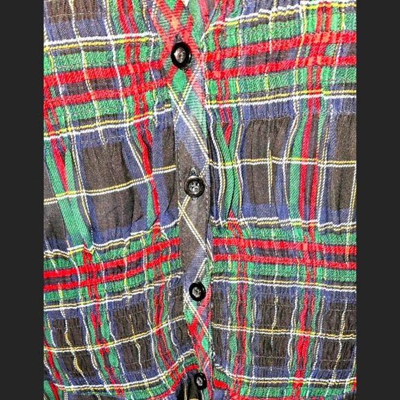 TORRID Plus Size Babydoll Twill Smocked Button Front Plaid Hi-Lo Hem Tunic 2X - Picture 8 of 16